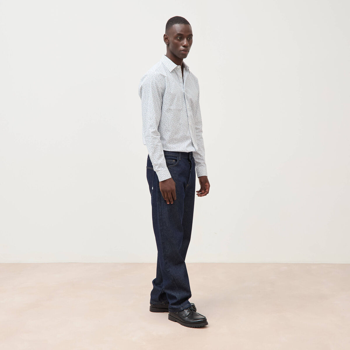Chemise en coton manches longues blanc homme