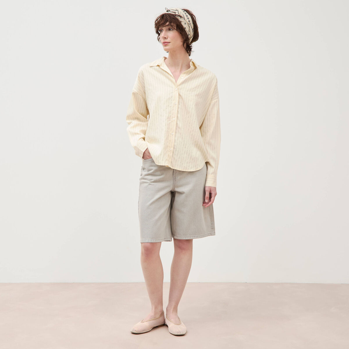 Chemise manches longues fluide creme femme