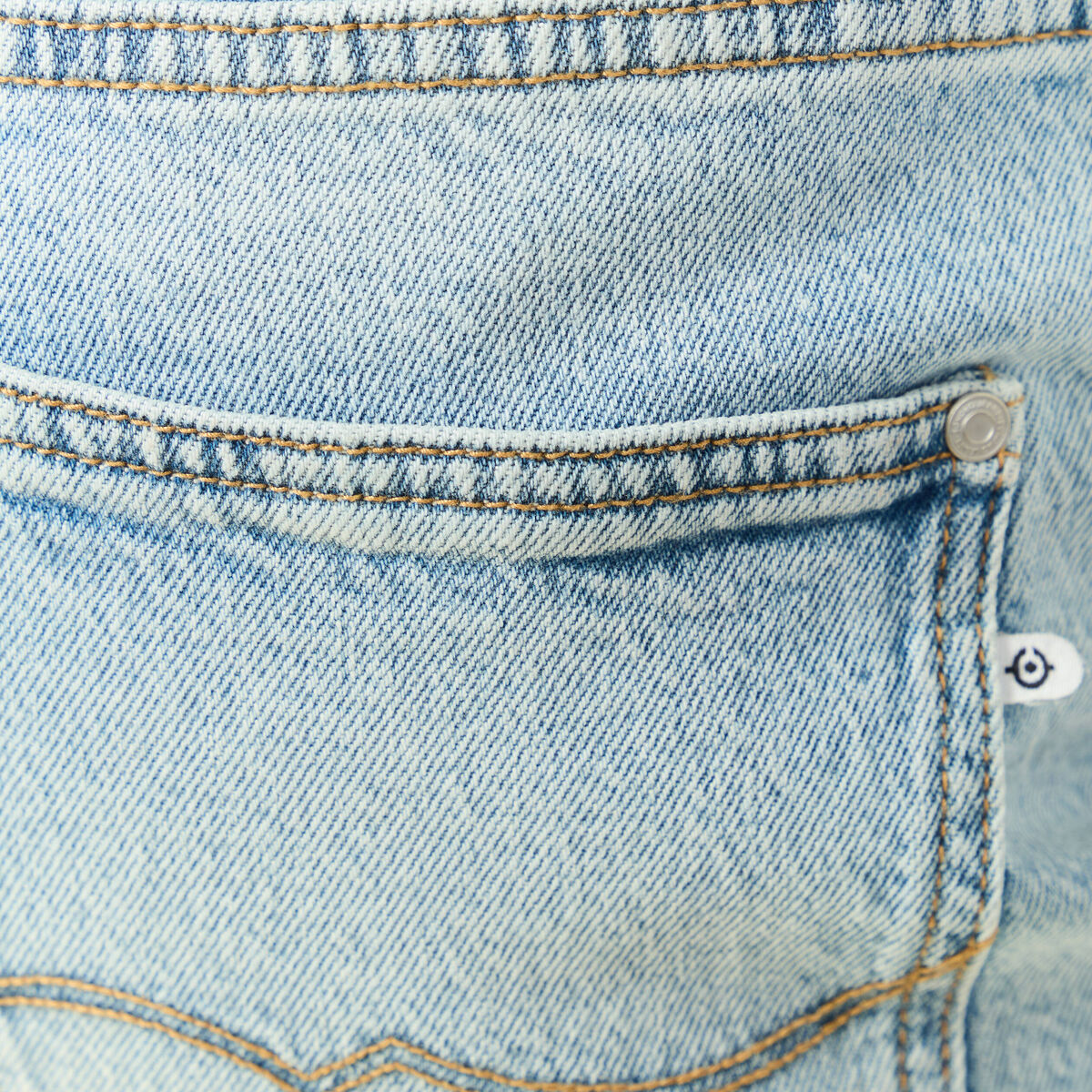 Jeans straight 7/8&egrave;me taille haute denim bleach femme