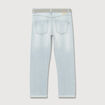 Jeans boyfriend ceintur&eacute; denim bleach femme