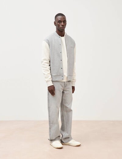 Sweat manches longues brod&eacute; gris clair homme