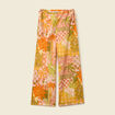 Pantalon large taille haute en coton orange corail femme