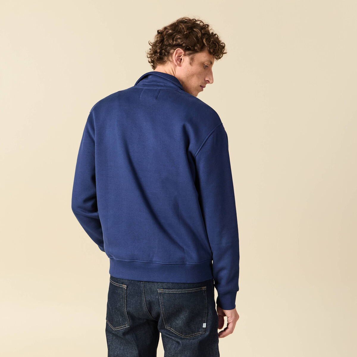 Sweat manches longues bleu fonc&eacute; homme