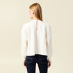 Sweat col rond manches longues ecru femme