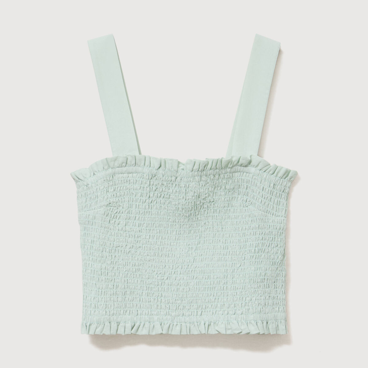 Top cintr&eacute; court &agrave; bretelles col carr&eacute; vert pastel femme