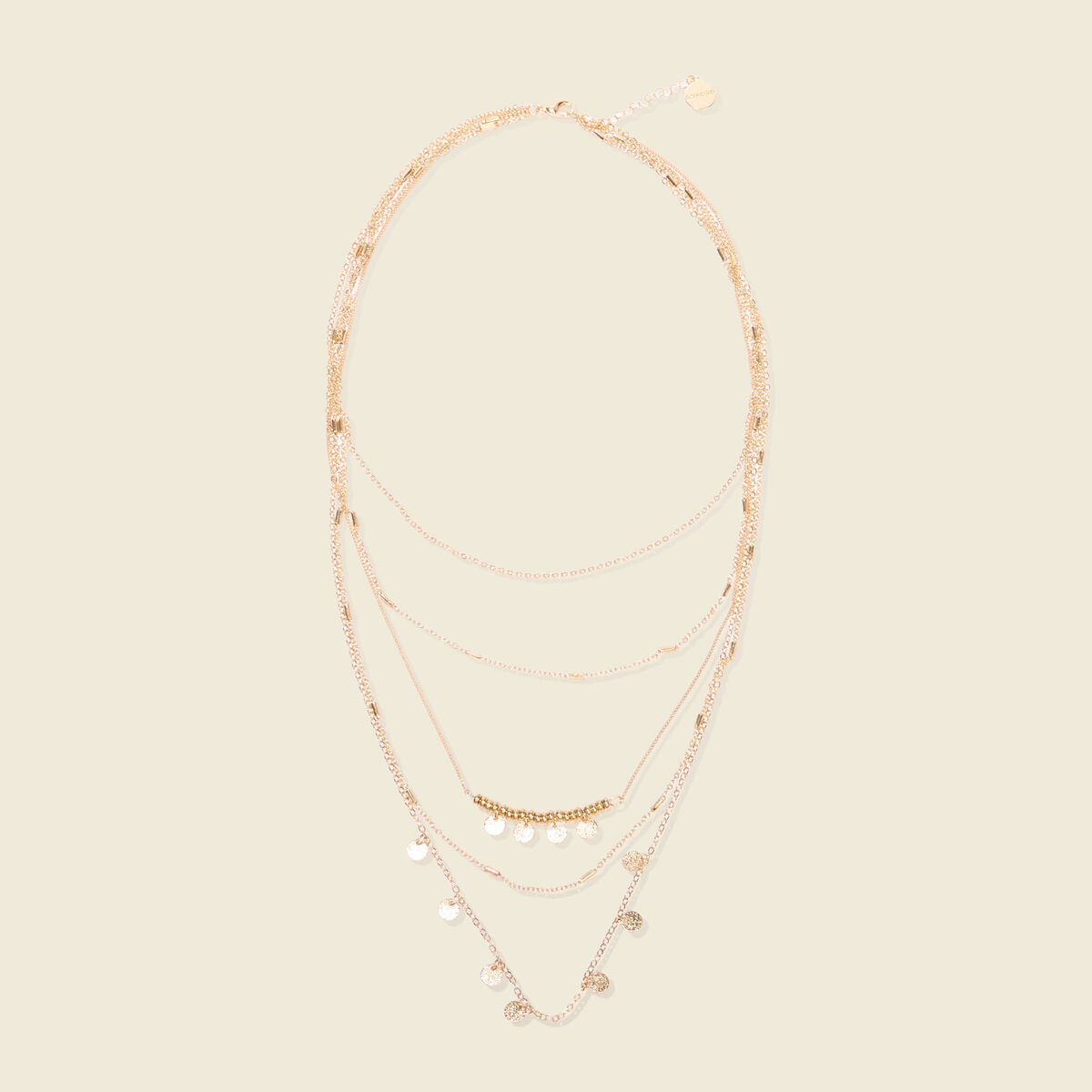 Collier multi-cha&icirc;nes couleur or femme