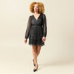 Robe manches longues doubl&eacute;e gris argent femme