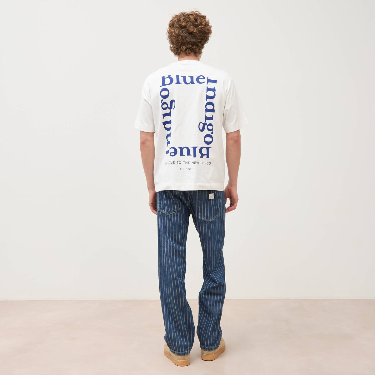 T-shirt ample col rond manches courtes ecru homme