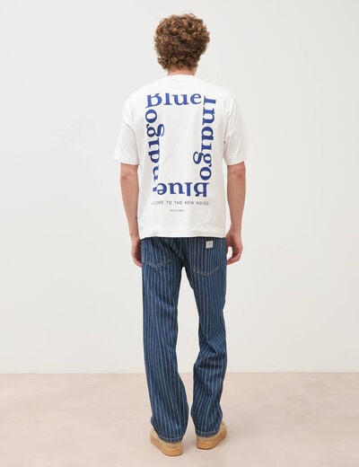 T-shirt ample col rond manches courtes ecru homme