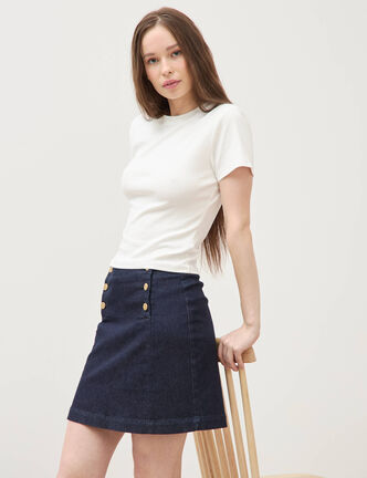 Jupe en jeans denim brut femme