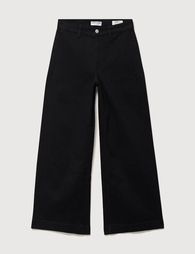 Jeans large taille haute denim noir femme