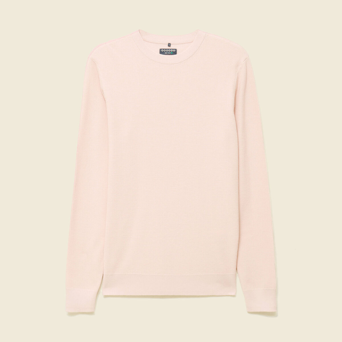 Pull fin col rond manches longues rose poudr&eacute;e homme