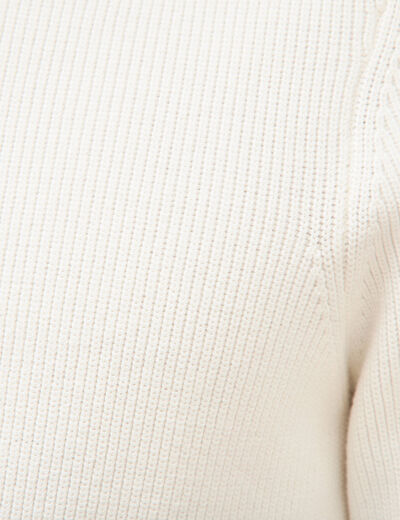 Pull manches longues col rond ecru homme