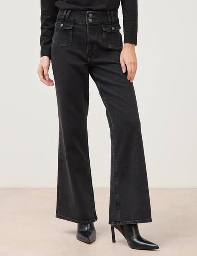 Jeans bootcut taille haute denim gris femme