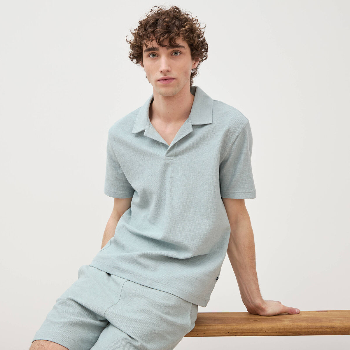 Polo manches courtes vert clair homme