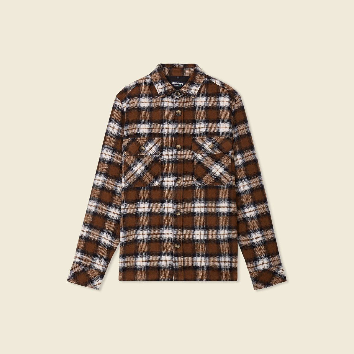 Surchemise manches longues marron homme