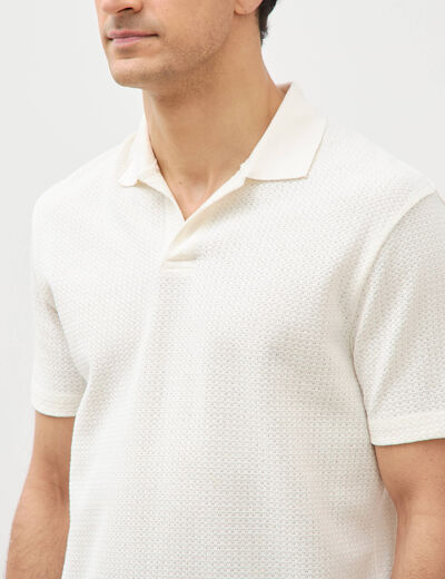 Polo droit col polo manches courtes ecru homme