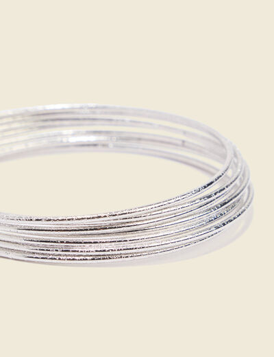 Bracelet multi anneaux couleur argent femme