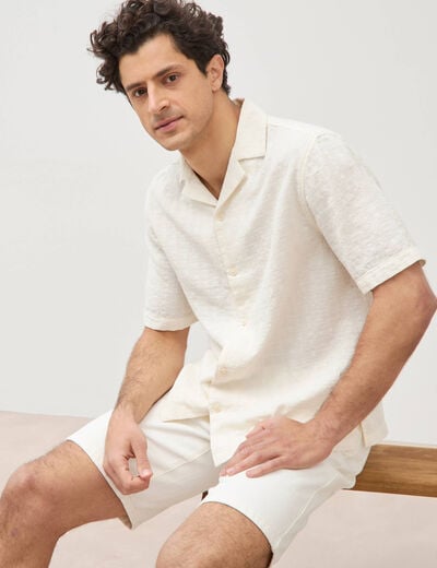 Col boyfriend manches courtes en coton ecru homme
