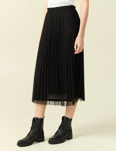 Jupe midi &eacute;vas&eacute;e tulle noir femme