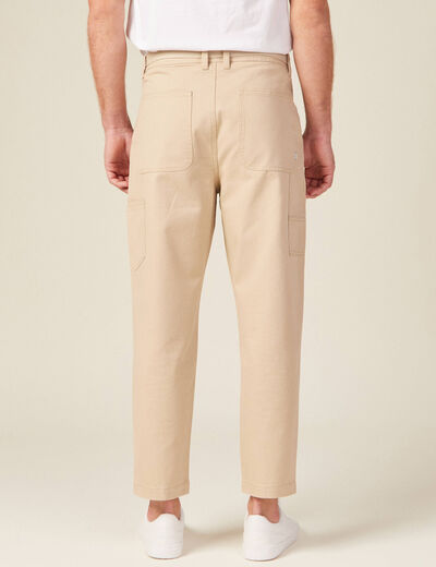 Pantalon large ceinturé beige homme