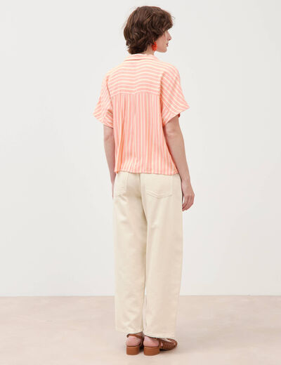 Chemise manches 3/4 orange abricot femme