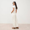 Jeans barrel taille haute bas resserr&eacute; ecru femme