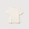 T-shirt cintr&eacute; fronc&eacute; manches courtes ivoire femme