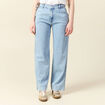 Jeans large denim bleach femme