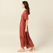 Robe longue évasée fluide orange foncé femme