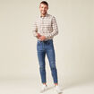 Chemise &agrave; carreaux en coton ecru homme