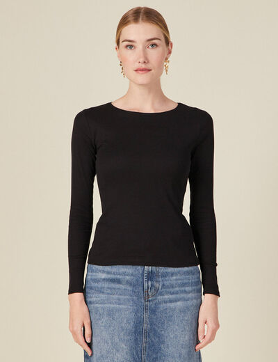 T-shirt femme maille unie Instinct noir femme
