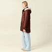 Parka droite &agrave; capuche marron fonc&eacute; femme