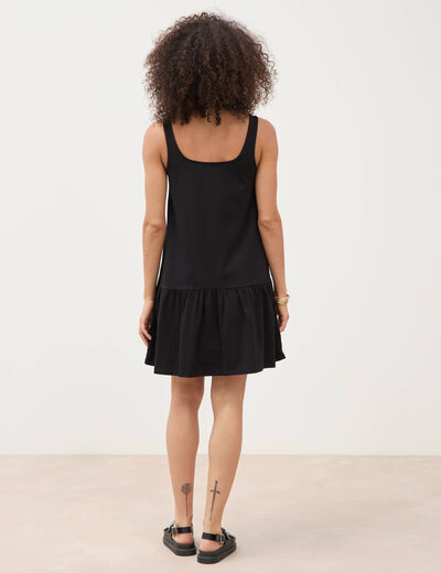 Robe sans manches en maille col carr&eacute; noir femme