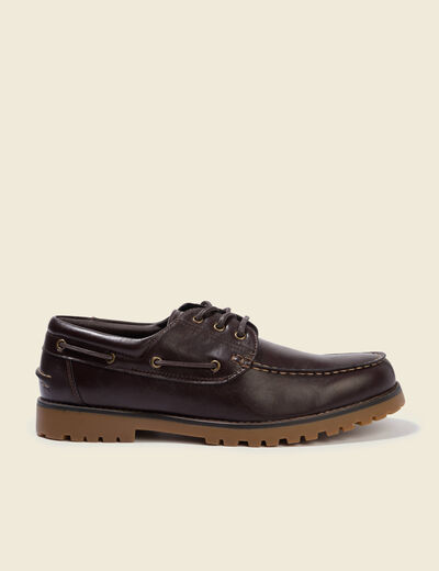 Mocassins &agrave; lacets marron fonc&eacute; homme