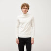 Pull fin col montant manches longues ecru homme