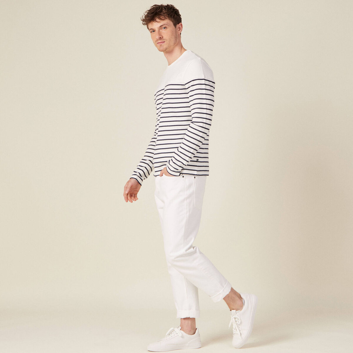 T-shirt manches longues ecru homme