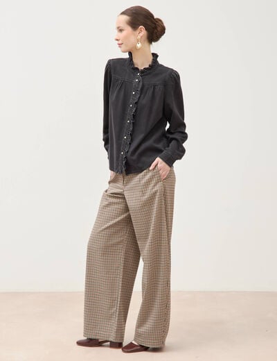 Chemise en jeans manches longues denim noir femme