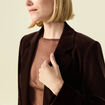 Veste blazer velours marron fonc&eacute; femme