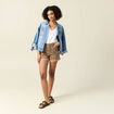 Short mom taille haute camel femme