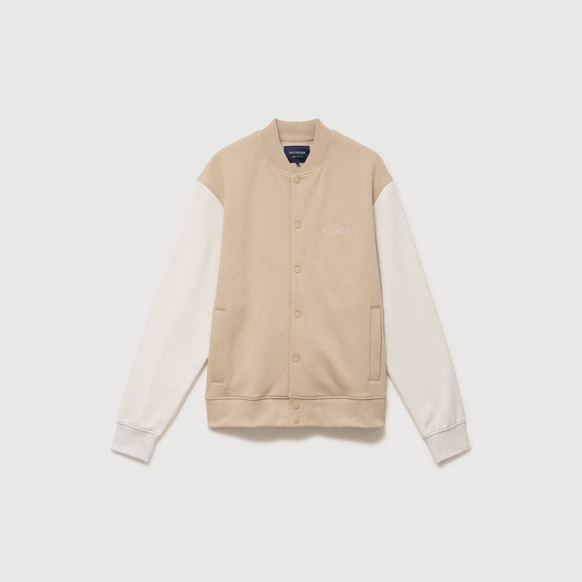 Sweat manches longues brod&eacute; beige homme