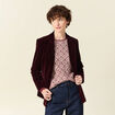 Veste blazer velours bordeaux femme