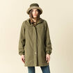 Parka longue &agrave; capuche vert kaki femme