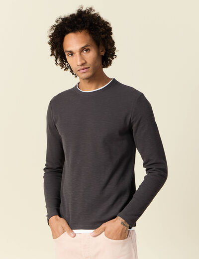 T-shirt manches longues gris foncé homme