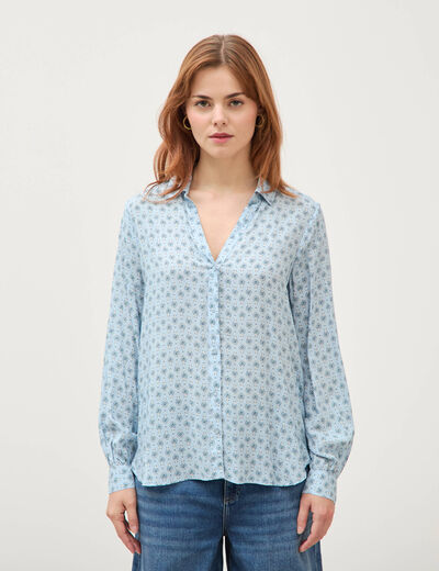 Blouse manches longues bleu ciel femme