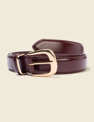 Ceinture fine en cuir prune femme