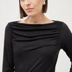 T-shirt ajust&eacute; manches longues bardot noir femme