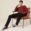 Pull manches longues bordeaux homme