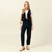 Pantalon carotte ceinturé bleu marine femme