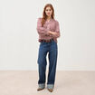 Chemise droite manches longues rouge fonc&eacute; femme
